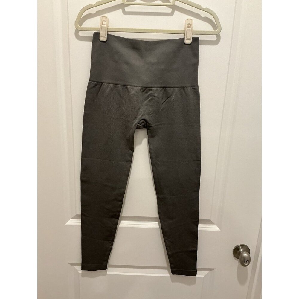 Breezies Leggings Size Large Women's Grey Seamless Tummy Smoothing